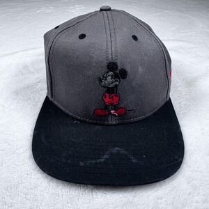 Neff Hat Cap Snap Back Mens One Size Gray Black Mickey Mouse Disney Cartoon